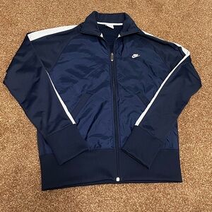 Vintage Nike Dark Blue and White Track Jacket